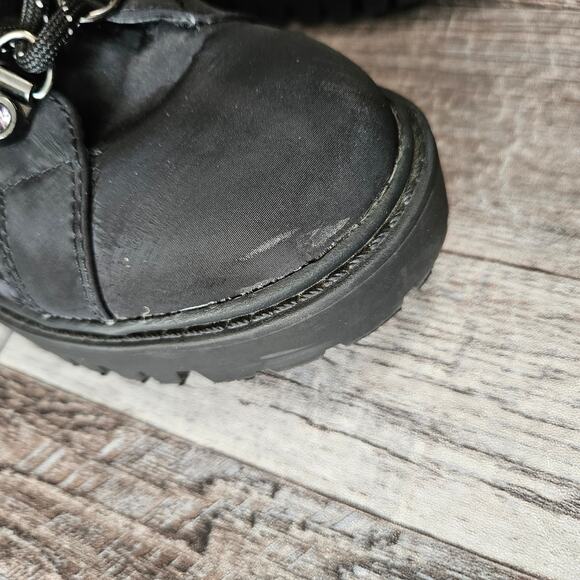 GUESS Ortela Combat Boot Womens Military Black Quilted Biker Chunky Moto Ankle 7 - Picture 11 of 15